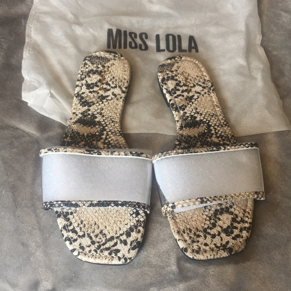 MISS LOLA Snake Print Sandals - Picture 3 of 5